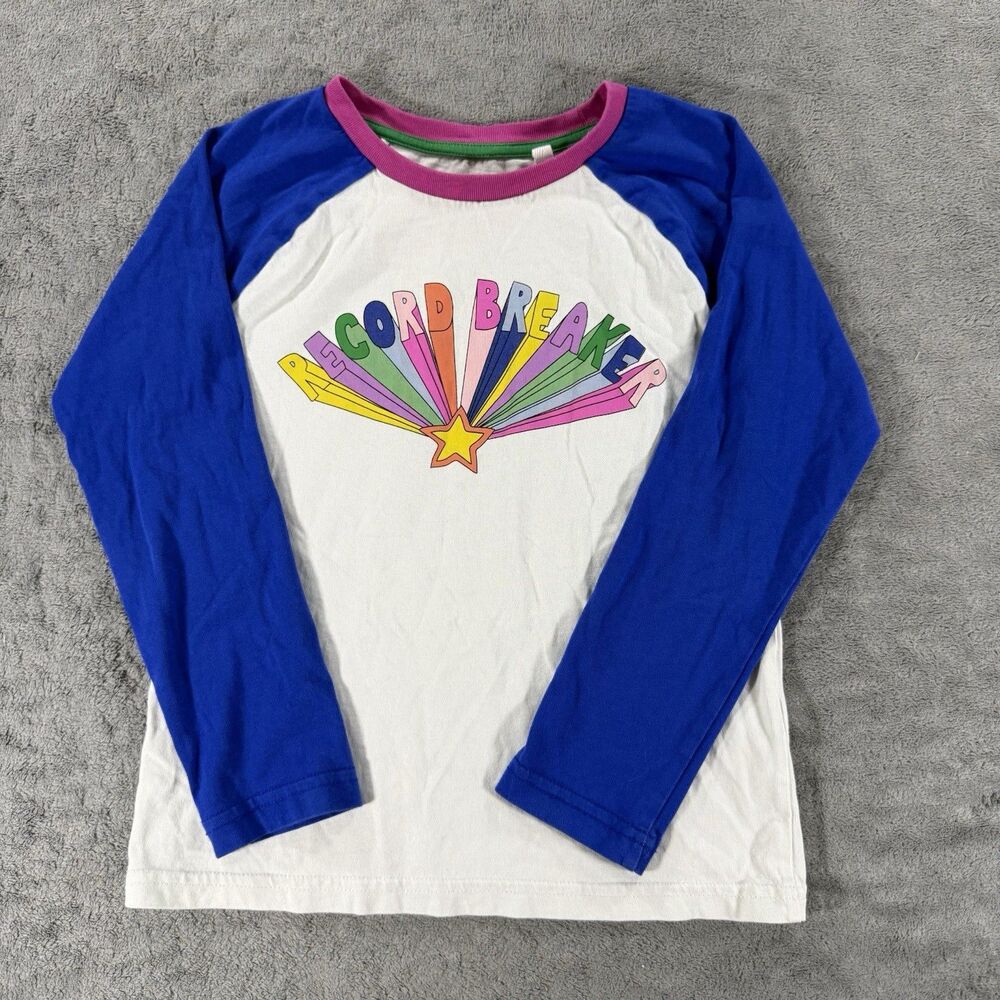 Mini‎ Boden Size 7-8Y  Record Breaker Long Sleeve Raglan Shirt Colorful Graphic